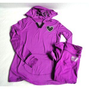 Justice Purple Pullover Hoodie & Matching Crop Leggings Set - Girls Size 10